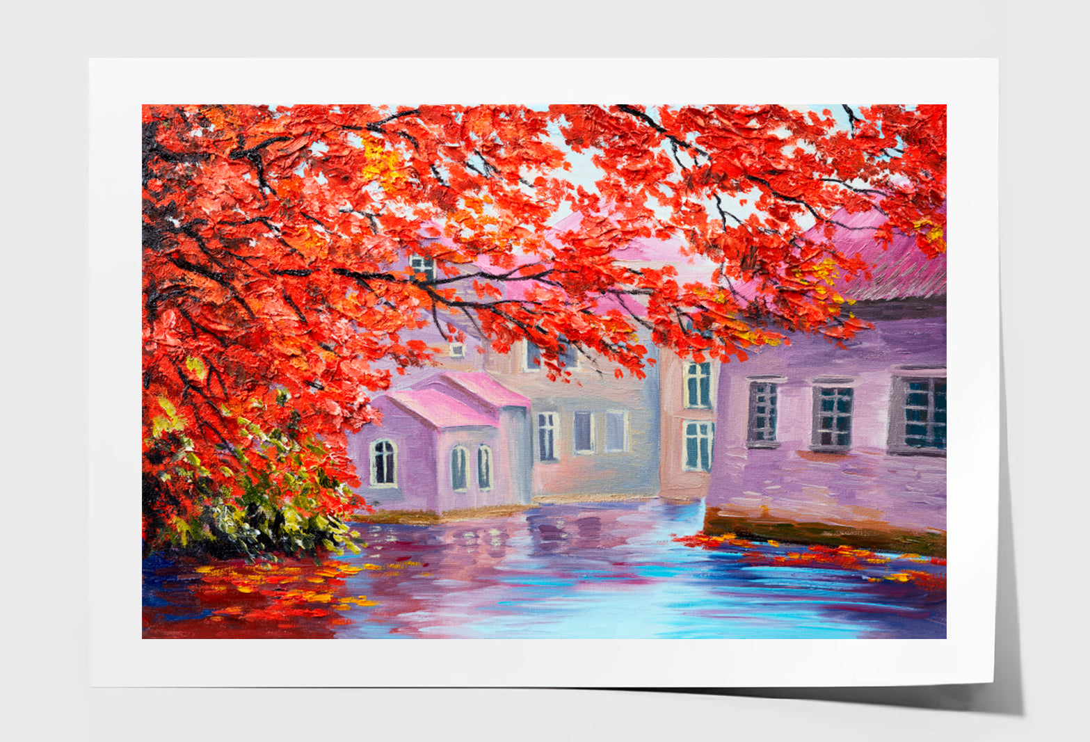 Colorful Autumn Trees, Impressionism Art Oil Painting Limited Edition High Quality Print Unframed Roll Canvas None