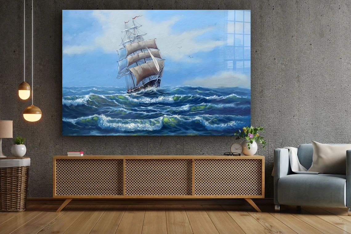 Sail Ship Painting UV Direct Aluminum Print Australian Made Quality