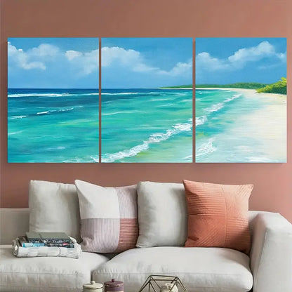 3pcs Turquoise Waters of The Maldives Metal Print Ready to Hang Art