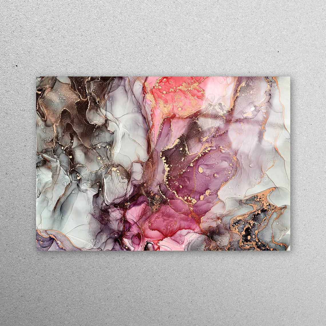 Pink & Gray Marble Acrylic Glass Print Tempered Glass Wall Art 100% Made in Australia Ready to Hang