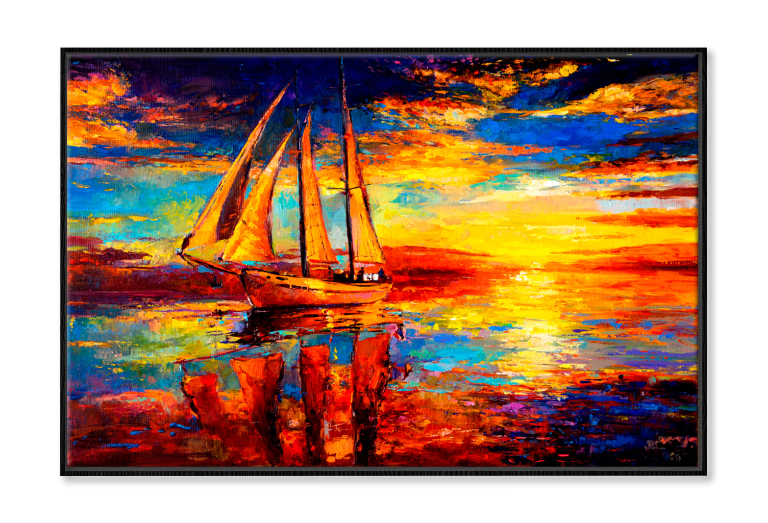 Seascape View Oil Painting Wall Art Limited Edition High Quality Print Canvas Box Framed Black