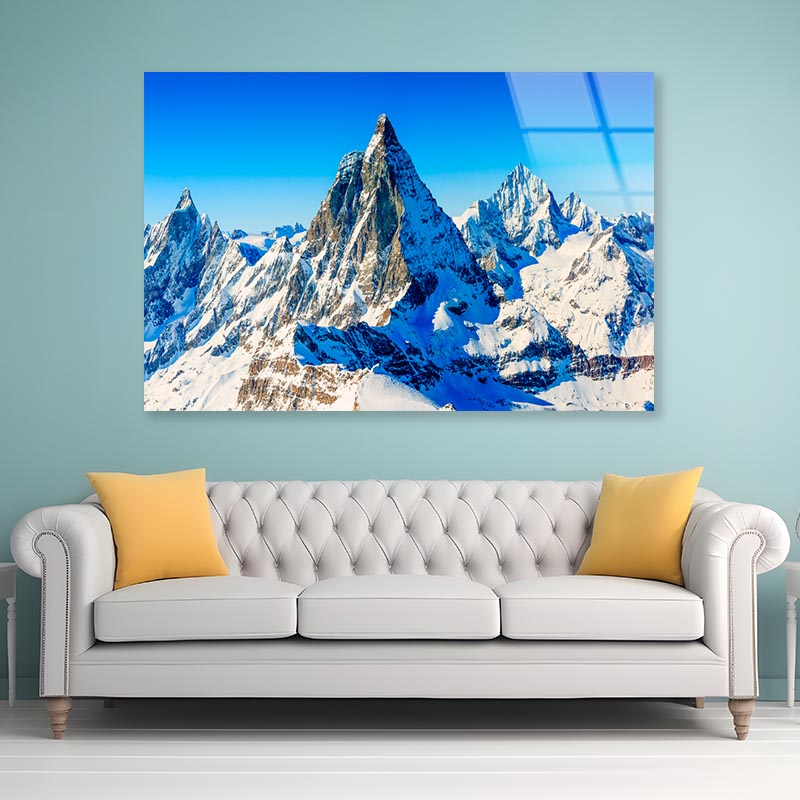 Snow With Mountain View Acrylic Glass Print Tempered Glass Wall Art 100% Made in Australia Ready to Hang