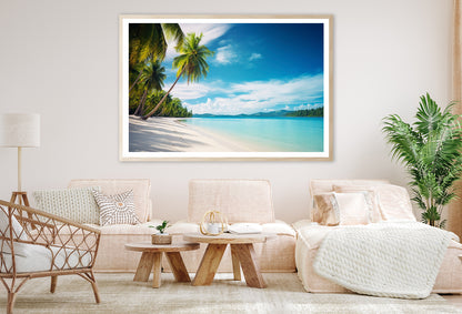 Beach with Palm Trees & a Clear Sky Home Decor Premium Quality Poster Print Choose Your Sizes