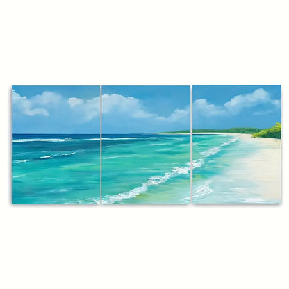 3pcs Turquoise Waters of The Maldives Metal Print Ready to Hang Art