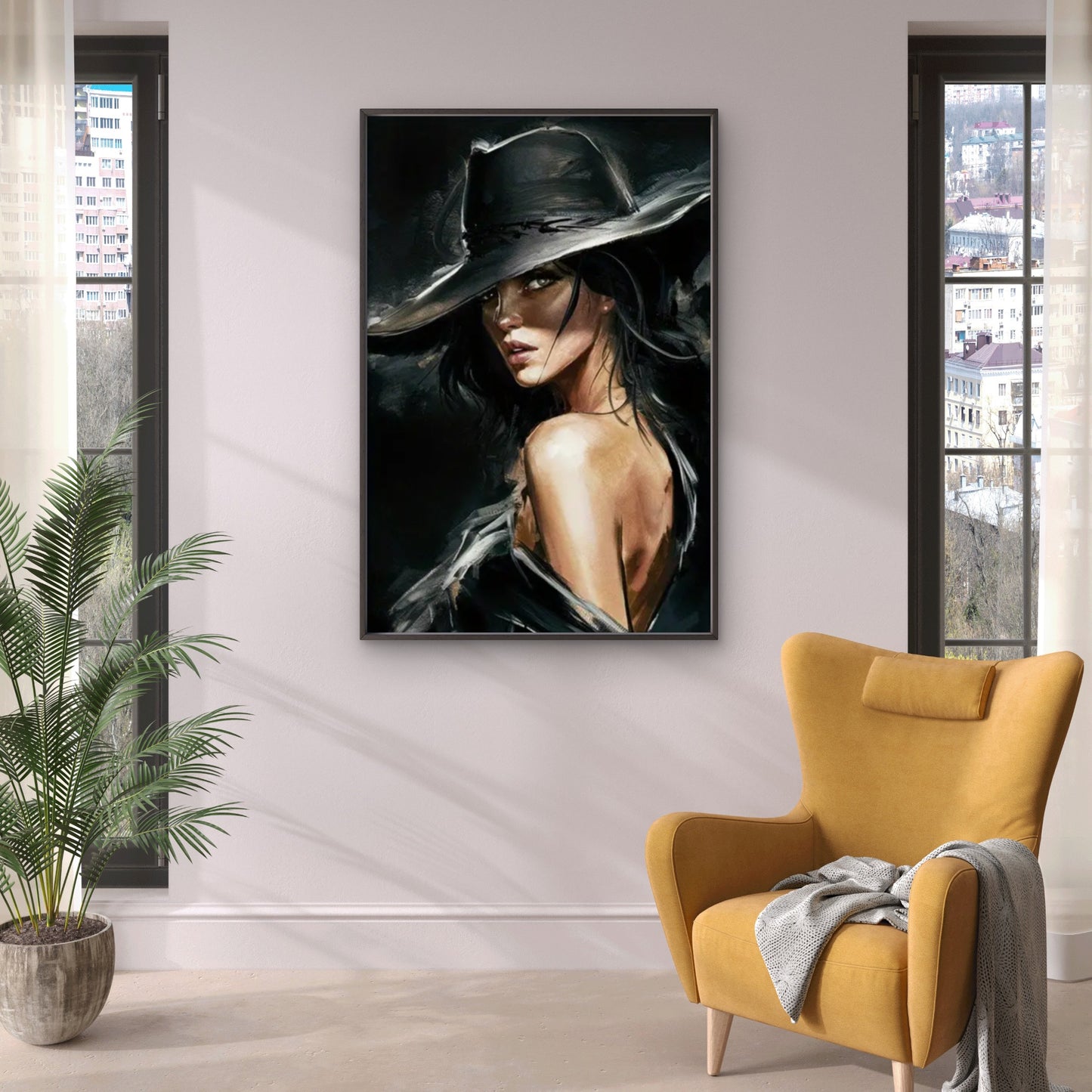 Stylish Woman in Black Hat Painting Fashion Home Decor Premium Quality Poster Print Choose Your Sizes