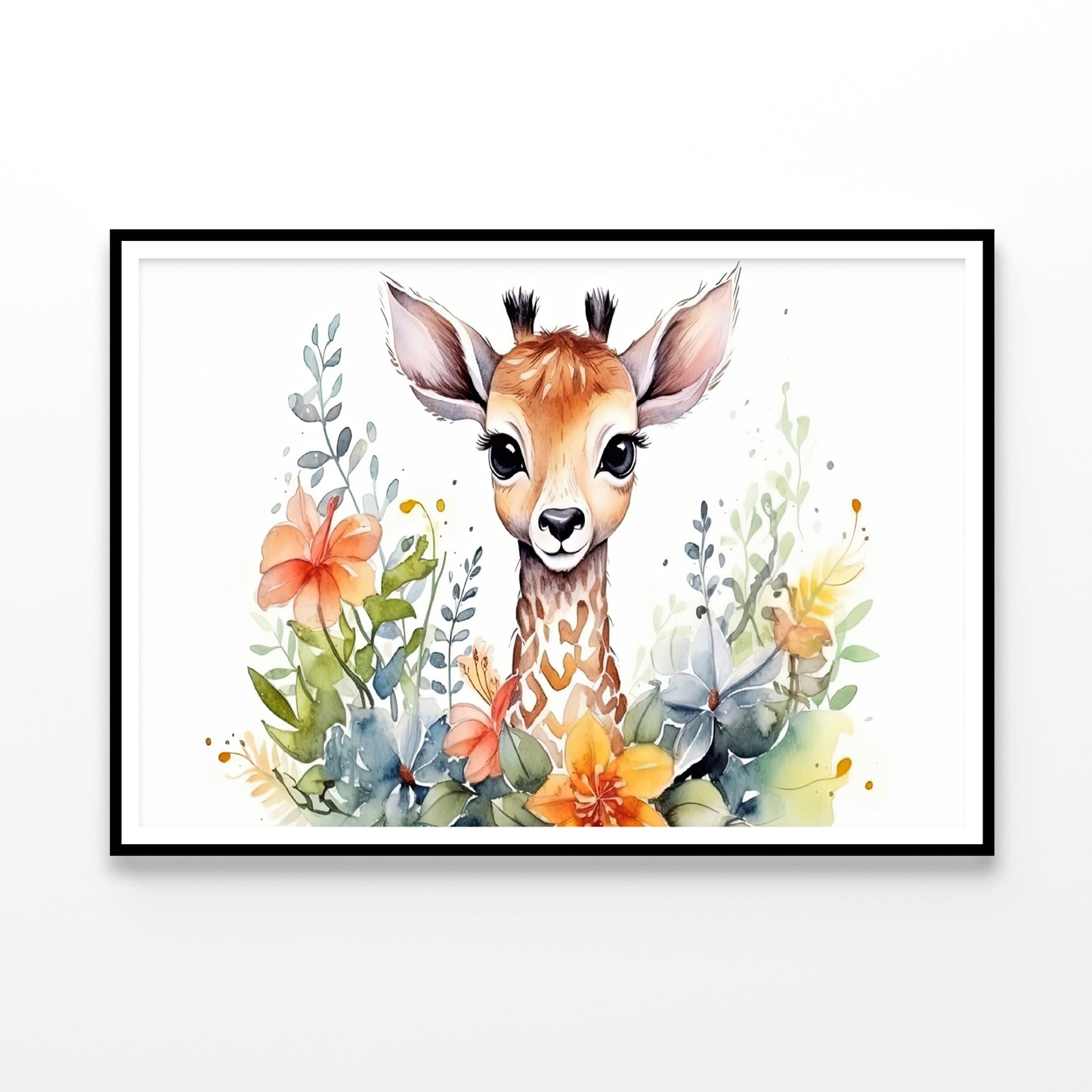 Baby Giraffe in Flower Blossom Garden Home Decor Premium Quality Poster Print Choose Your Sizes