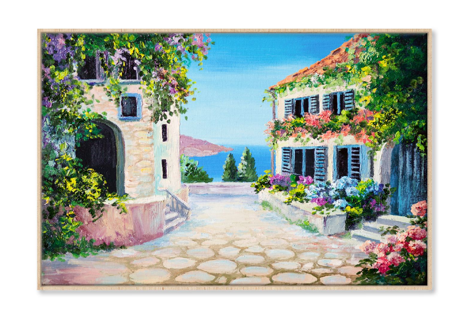 House Near The Sea Oil Painting Limited Edition High Quality Print Canvas Box Framed Natural