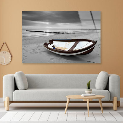 Boat On Beach Acrylic Glass Print Tempered Glass Wall Art 100% Made in Australia Ready to Hang