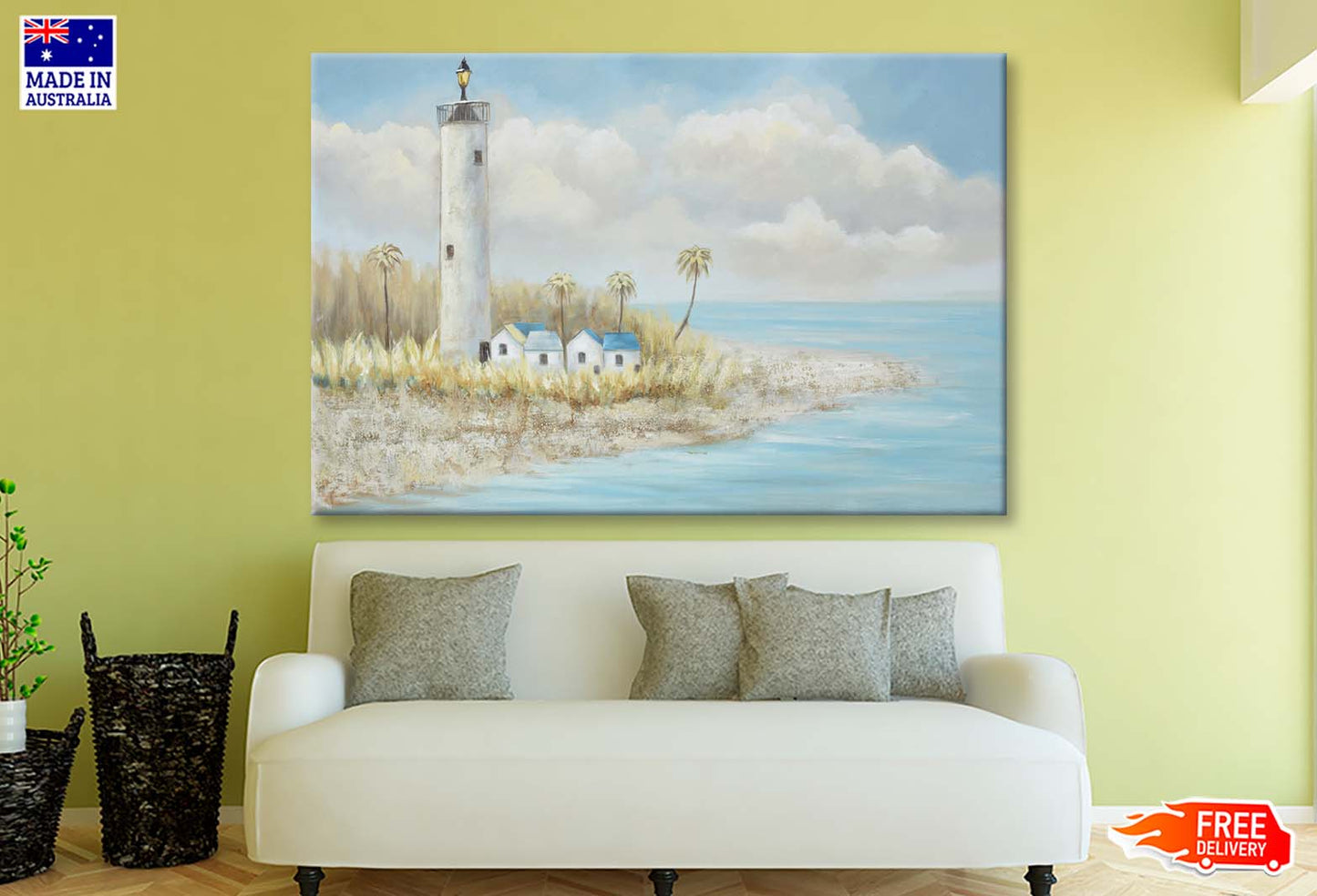 An Island, Lighthouse, Oil Painting Wall Art Limited Edition High Quality Print