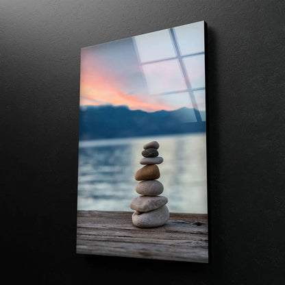 Zen Stones on Pier View UV Direct Aluminum Print Australian Made Quality