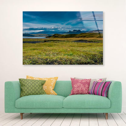 Green Grass Lands with Blue Sky Acrylic Glass Print Tempered Glass Wall Art 100% Made in Australia Ready to Hang