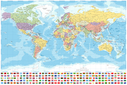 Country Flags & World Map Home Decor Premium Quality Poster Print Choose Your Sizes