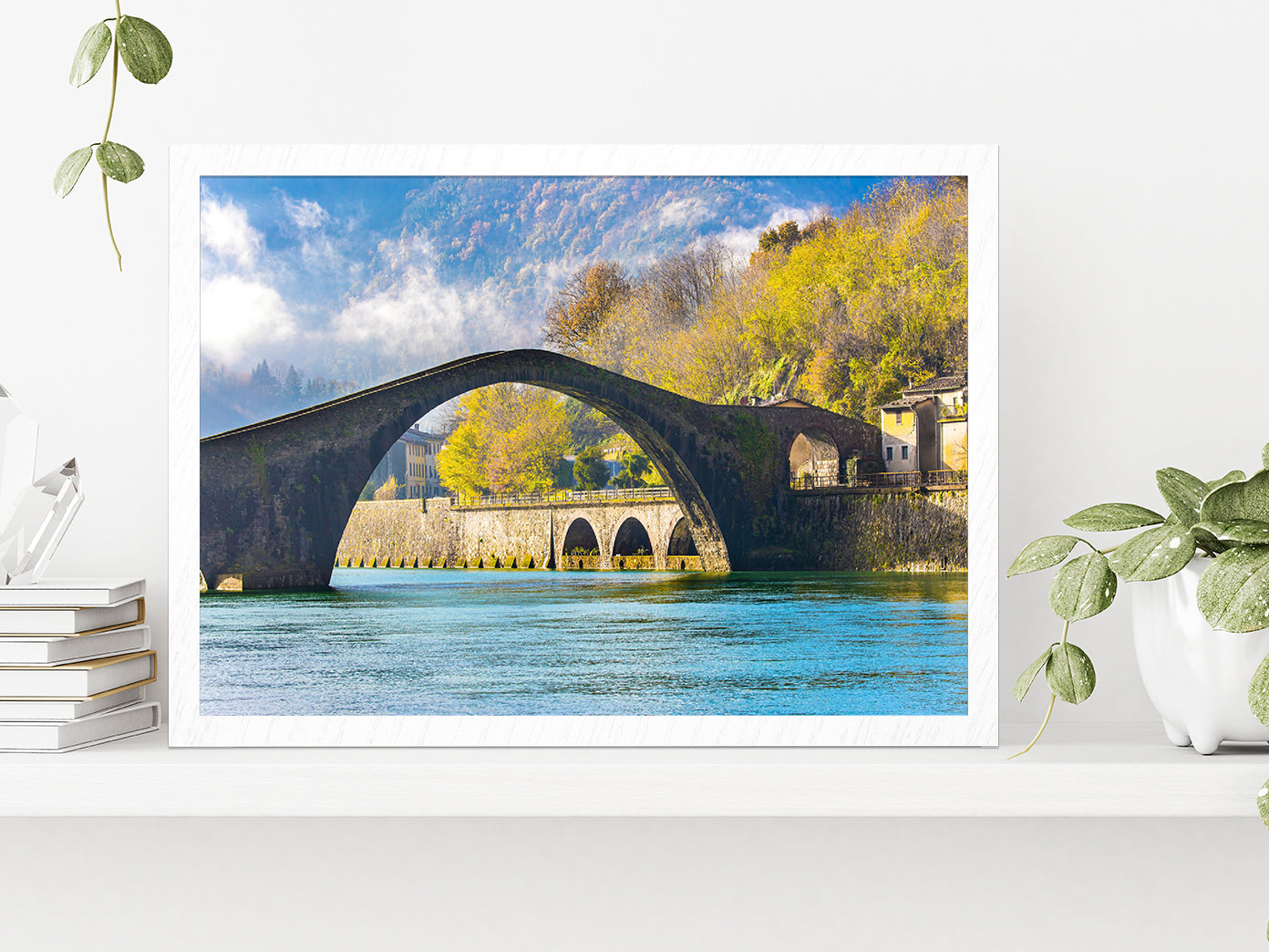 Arches Of The Devil's Bridge Glass Framed Wall Art, Ready to Hang Quality Print Without White Border White