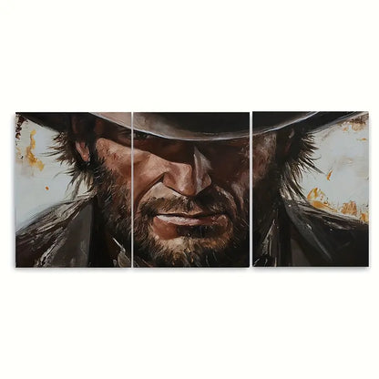 3pcs Western Vintage Cowboy Closeup Metal Print Ready to Hang Art