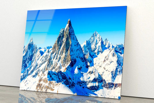 Snow With Mountain View Acrylic Glass Print Tempered Glass Wall Art 100% Made in Australia Ready to Hang