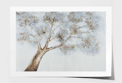 White & Gold Tree Abstract Wall Art Limited Edition High Quality Print