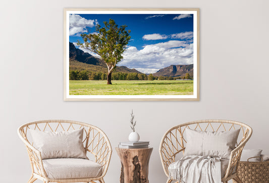 A Cloudy Sky and Mountains with Grass and Meadows Home Decor Premium Quality Poster Print Choose Your Sizes