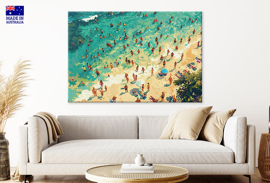 Nature Summer Hawaii Beach with People Wall Art Decor 100% Australian Made