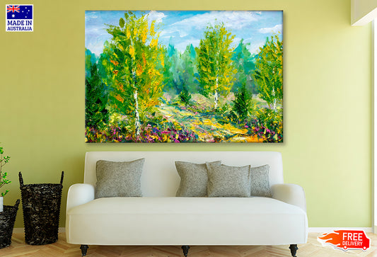 Green Trees & Bright Nature Summer Landscape Oil Painting Limited Edition High Quality Print