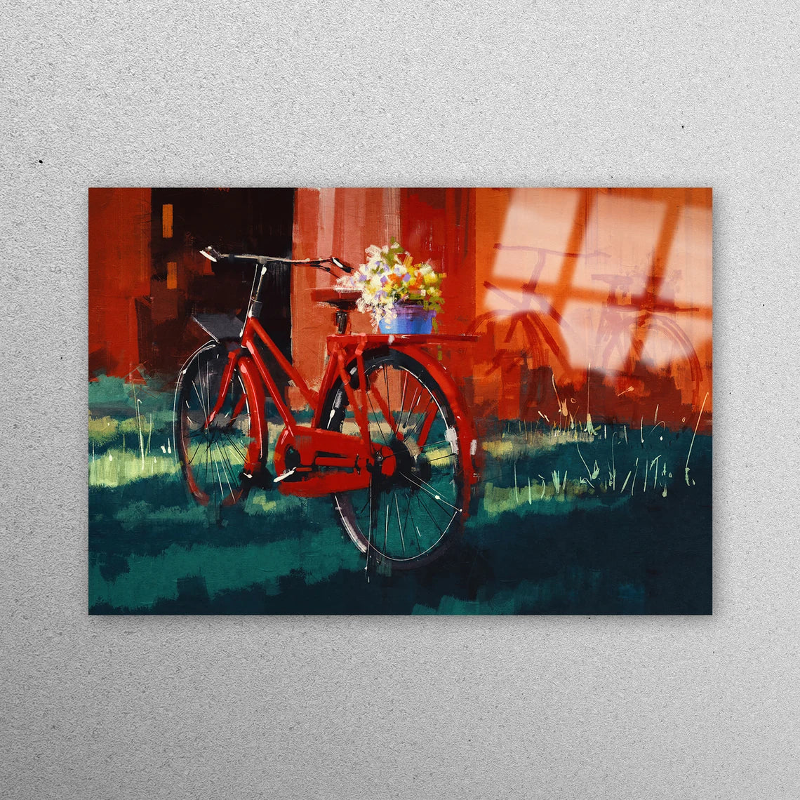 Vintage Bike Painting Acrylic Glass Print Tempered Glass Wall Art 100% Made in Australia Ready to Hang