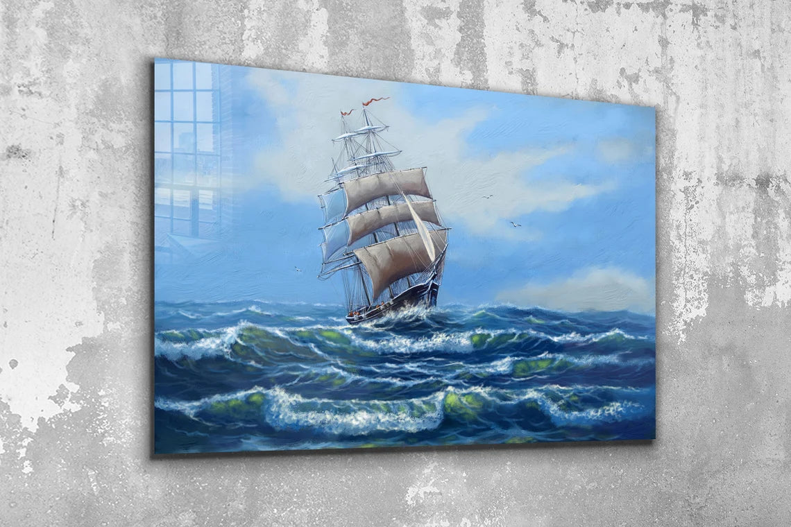 Sail Ship Painting UV Direct Aluminum Print Australian Made Quality