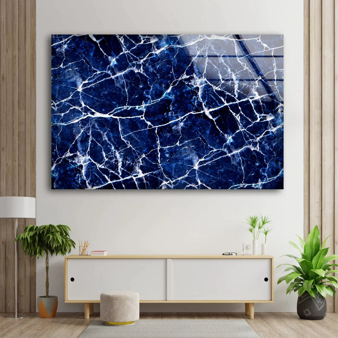 Blue & White Abstract UV Direct Aluminum Print Australian Made Quality