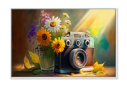 Camera with Fresh Flowers & Sun Wall Art Limited Edition High Quality Print