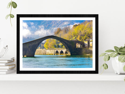 Arches Of The Devil's Bridge Glass Framed Wall Art, Ready to Hang Quality Print With White Border Black