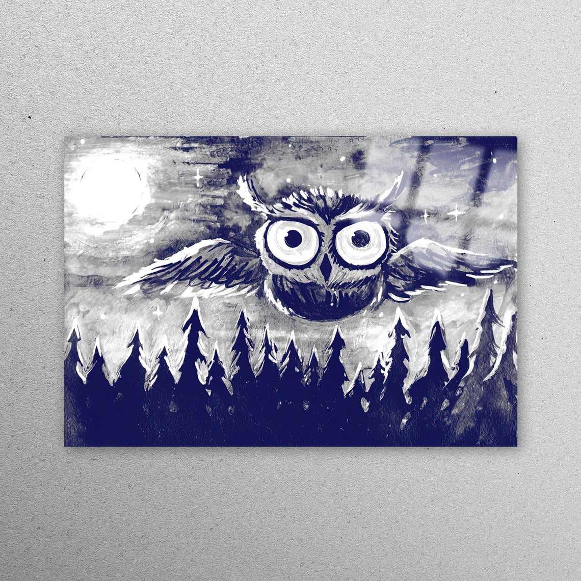 Night Owl Full Moon Acrylic Glass Print Tempered Glass Wall Art 100% Made in Australia Ready to Hang