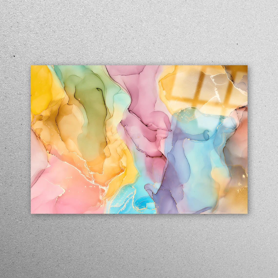 Colorful Marble, Modern Acrylic Glass Print Tempered Glass Wall Art 100% Made in Australia Ready to Hang