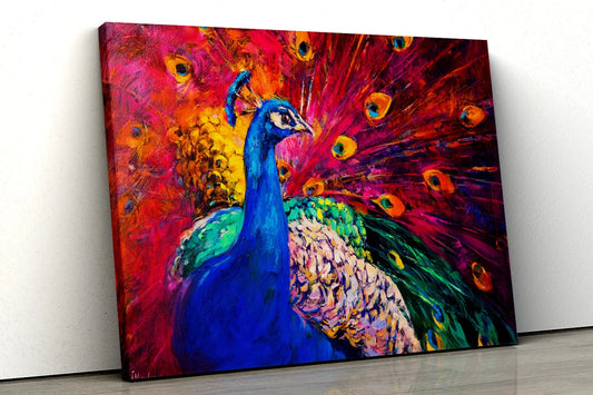 Multicolored peacock bird oil paint UV Direct Aluminum Print Australian Made Quality