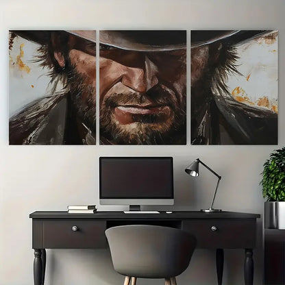 3pcs Western Vintage Cowboy Closeup Metal Print Ready to Hang Art