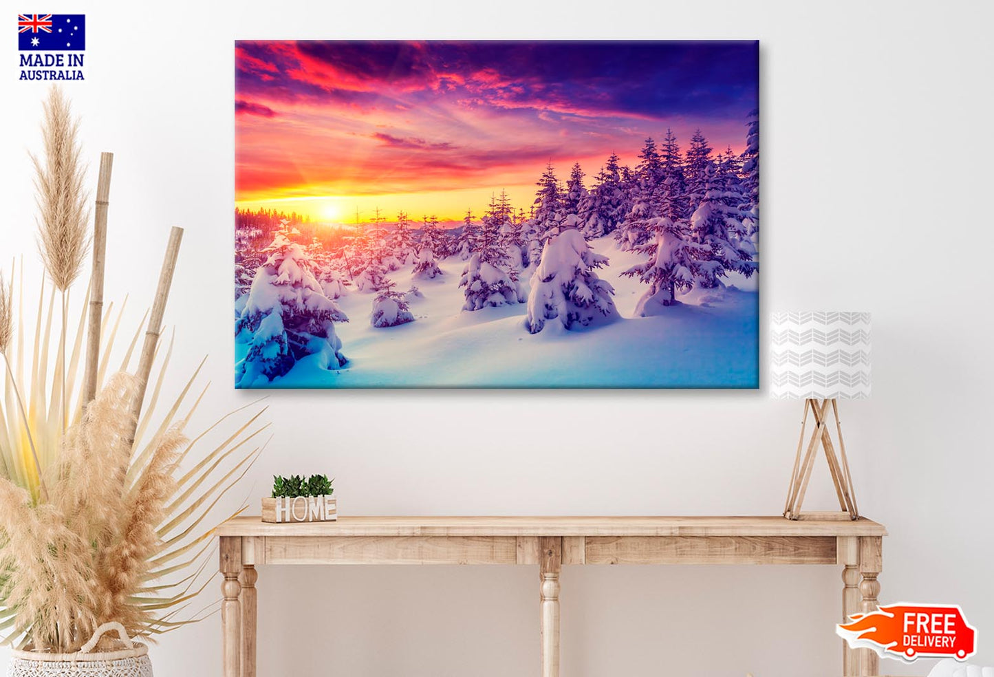 Winter Landscape with Spruce Trees  Wall Art Decor 100% Australian Made