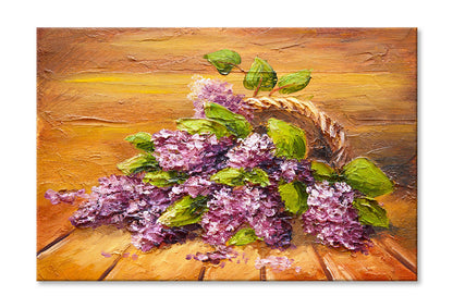 Lilac Flowers on the Floor Oil Painting Wall Art Limited Edition High Quality Print Stretched Canvas None