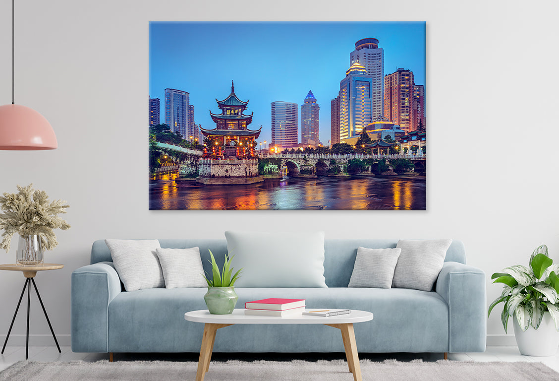 Guiyang skyline at Jiaxiu Pavilion Wall Art Decor 100% Australian Made