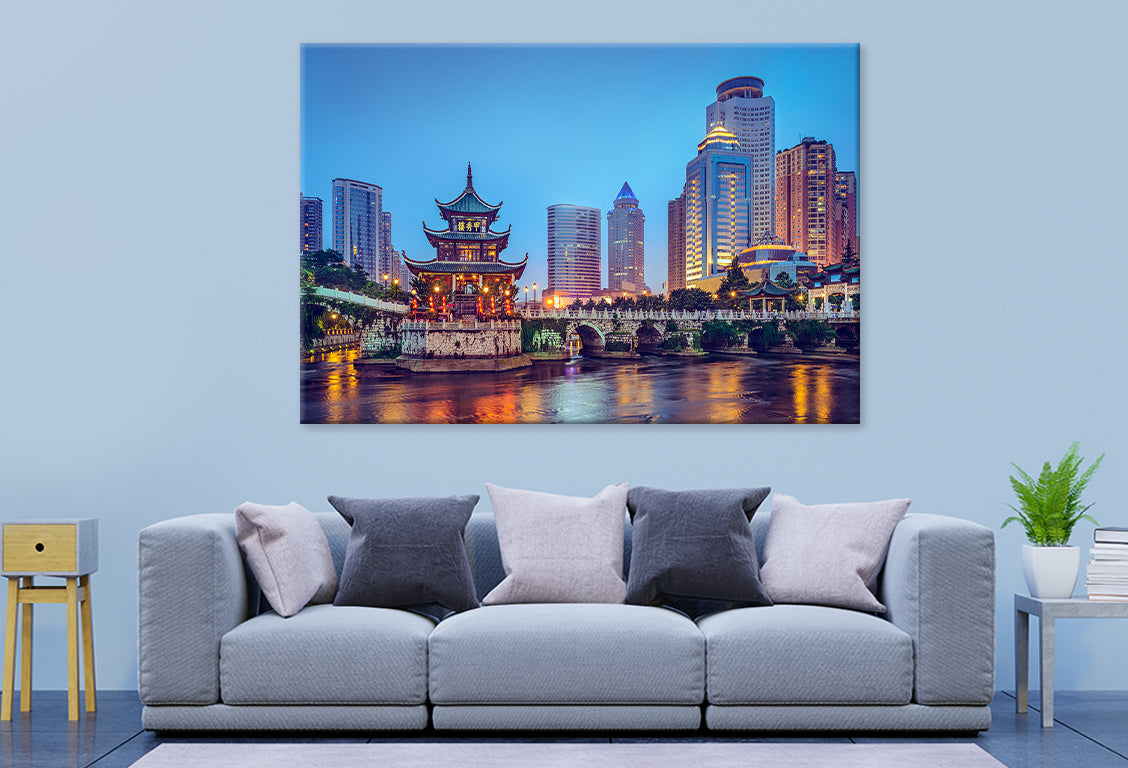 Guiyang skyline at Jiaxiu Pavilion Wall Art Decor 100% Australian Made