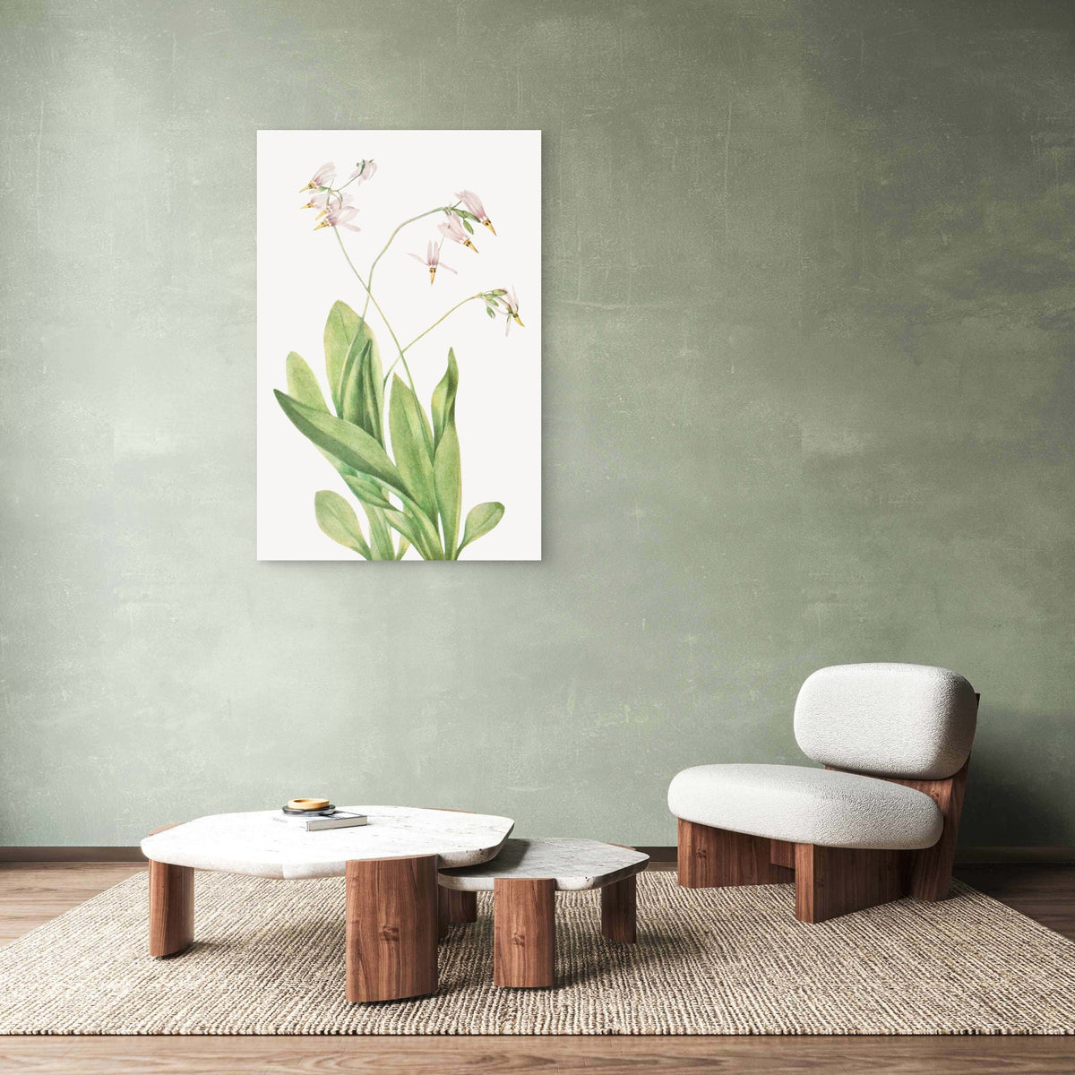Pink Wildflower Plant Sketch 60x90cm Metal Print Ready to Hang