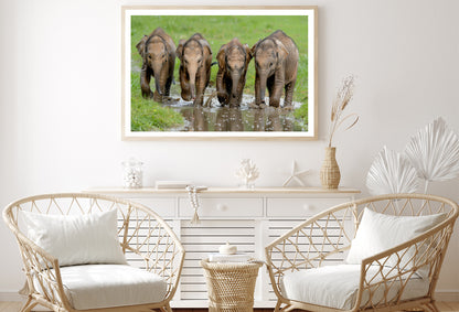 A Group of Elephants Peacefully Grazing Home Decor Premium Quality Poster Print Choose Your Sizes