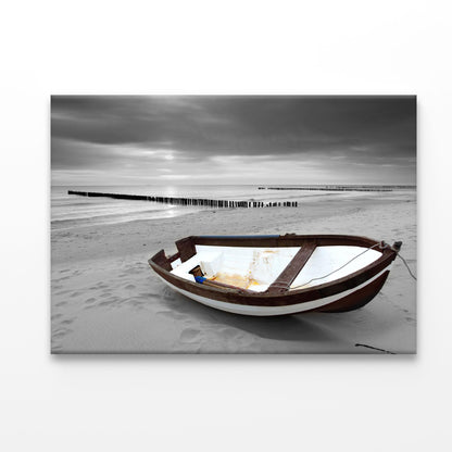 Boat On Beach Acrylic Glass Print Tempered Glass Wall Art 100% Made in Australia Ready to Hang