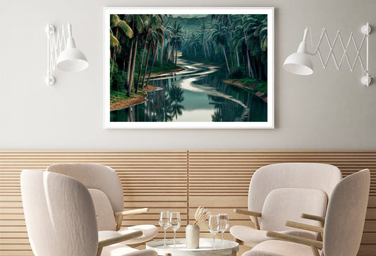 Tropical Forest with Trees, Lake Home Decor Premium Quality Poster Print Choose Your Sizes