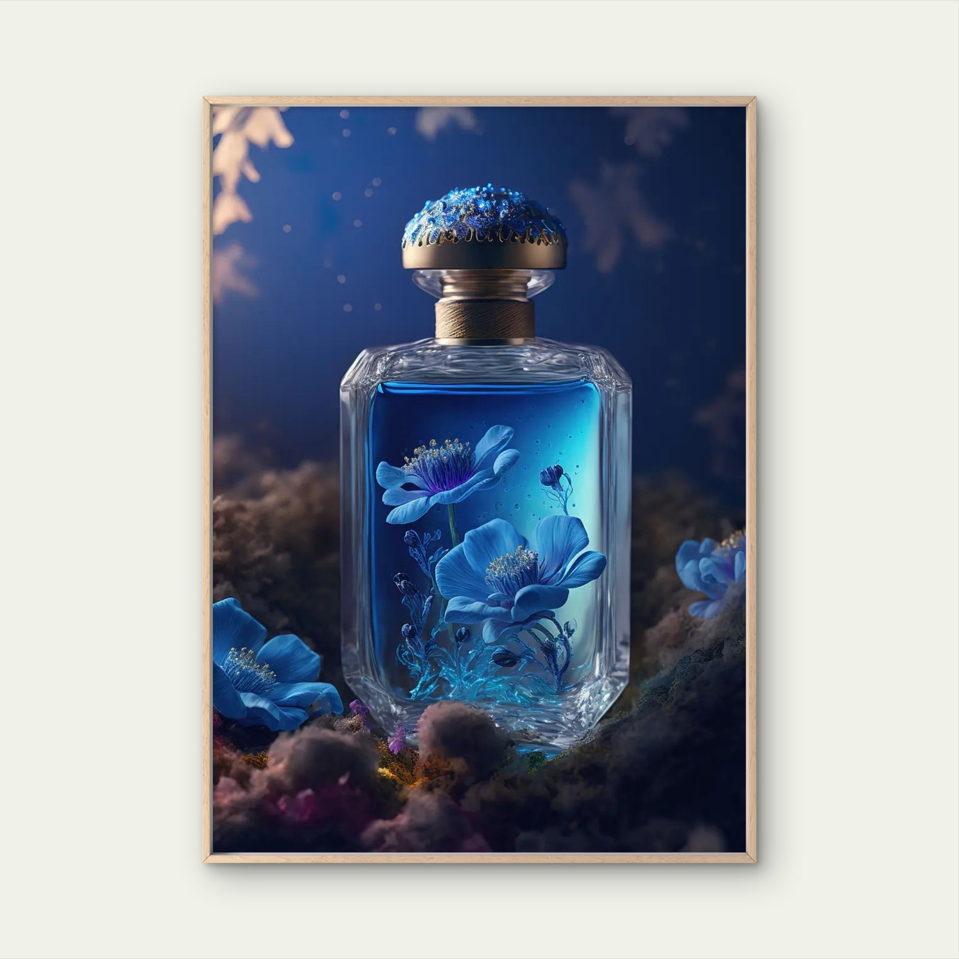 Luxury Blue Floral Perfume Fashion Home Decor Premium Quality Poster Print Choose Your Sizes - Bella Home Decor