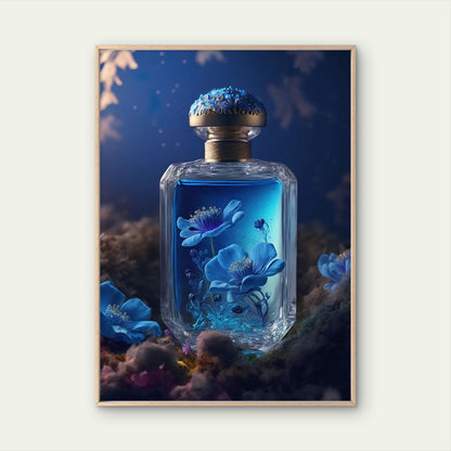 Luxury Blue Floral Perfume Fashion Home Decor Premium Quality Poster Print Choose Your Sizes - Bella Home Decor