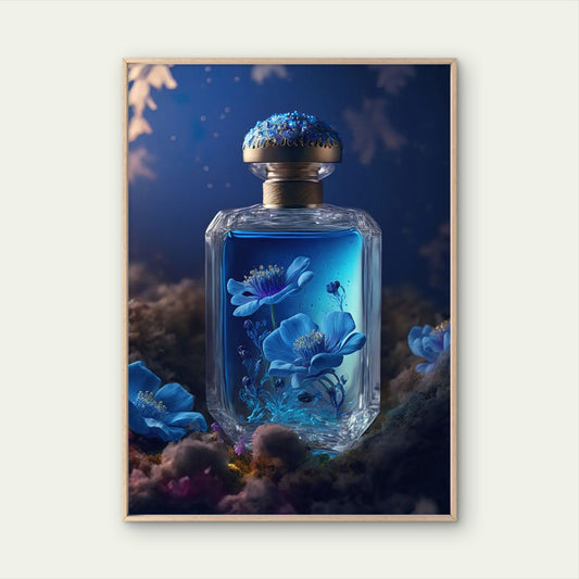 Luxury Blue Floral Perfume Fashion Home Decor Premium Quality Poster Print Choose Your Sizes - Bella Home Decor