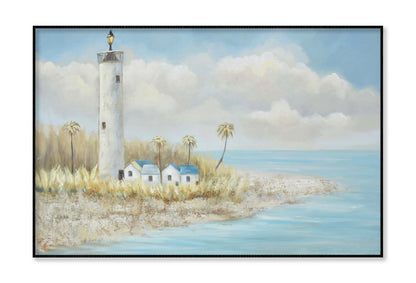 An Island, Lighthouse, Oil Painting Wall Art Limited Edition High Quality Print