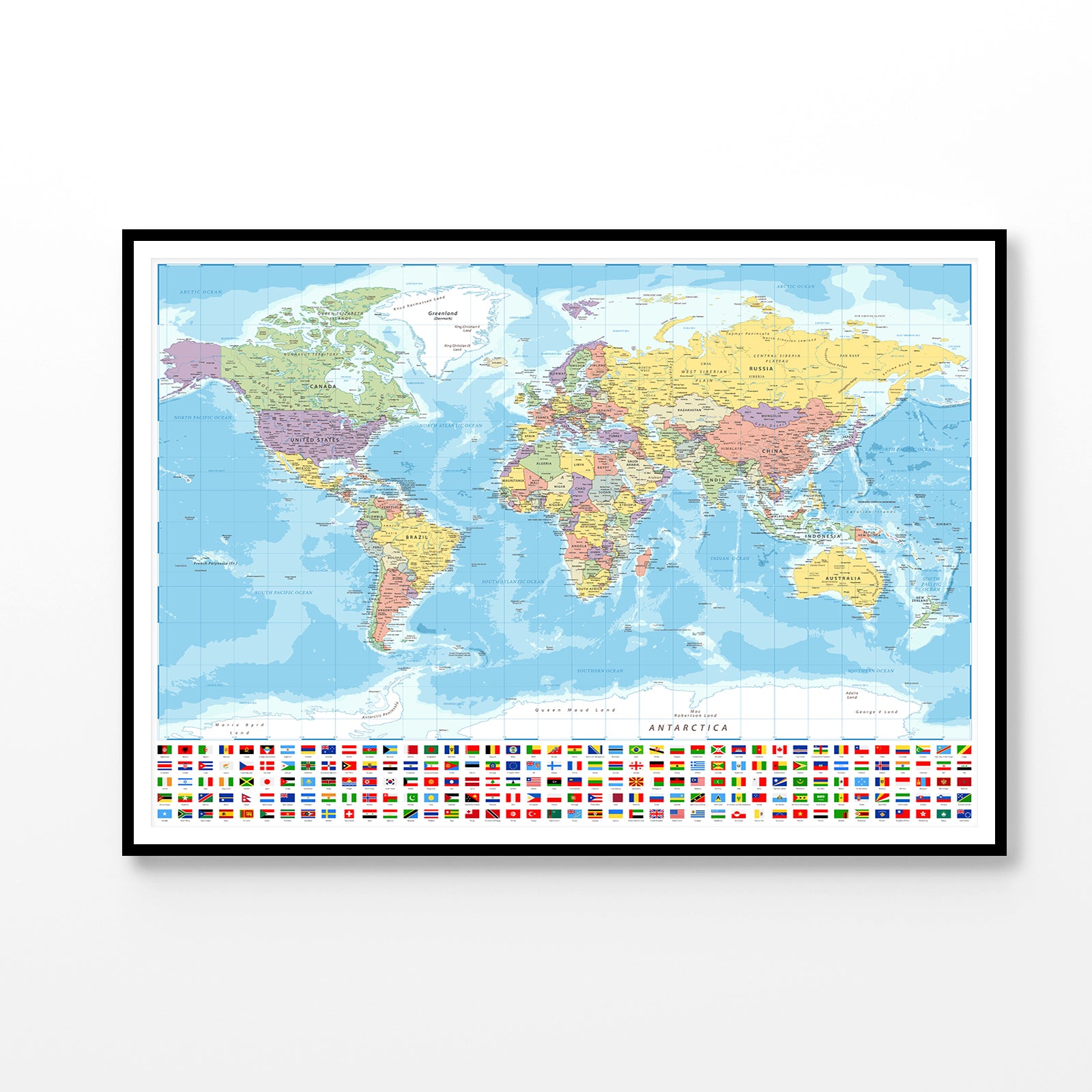 Country Flags & World Map Home Decor Premium Quality Poster Print Choose Your Sizes