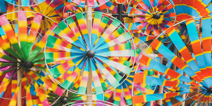 Rainbow Wind Spinner Pinwheels Wall Art Canvas Office Home Room Framed 120x60cm