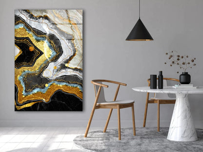 Gold & White Abstract UV Direct Aluminum Print Australian Made Quality