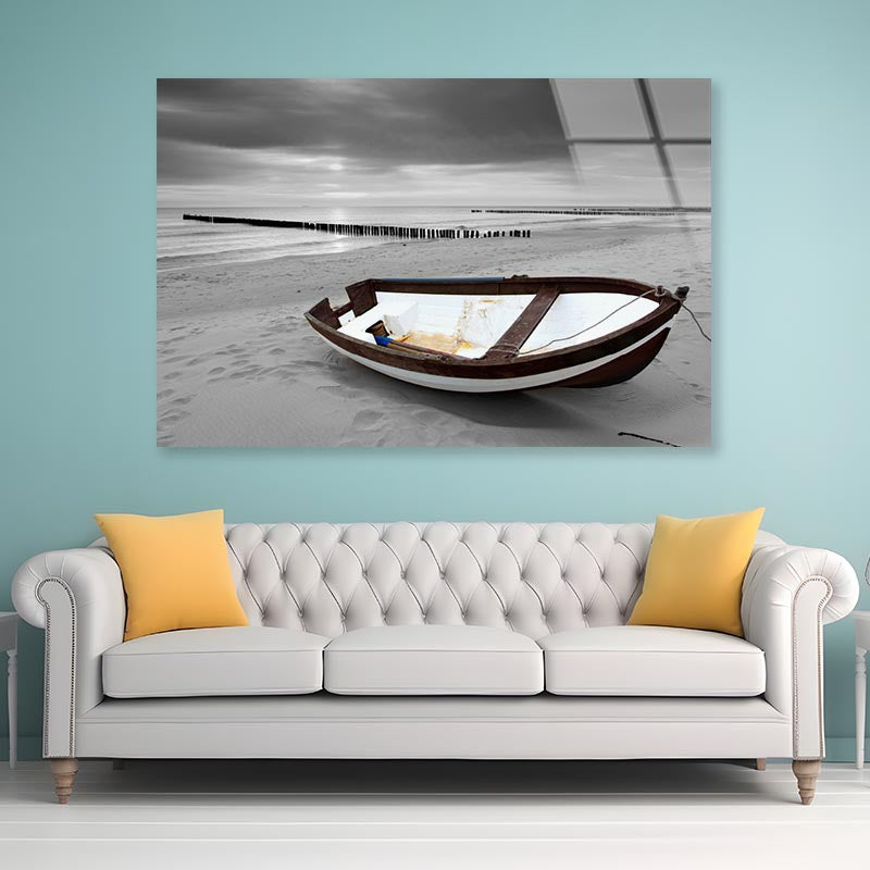 Boat On Beach Acrylic Glass Print Tempered Glass Wall Art 100% Made in Australia Ready to Hang