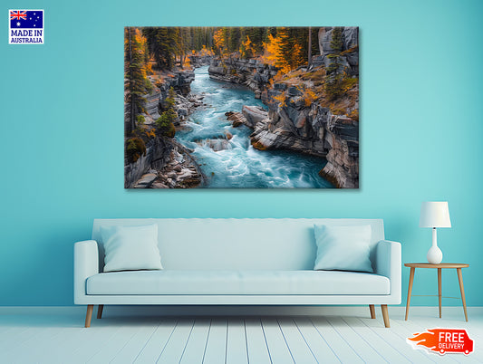 A River Flowing Through a Rocky Area 90x60cm Print 100% Australian Made