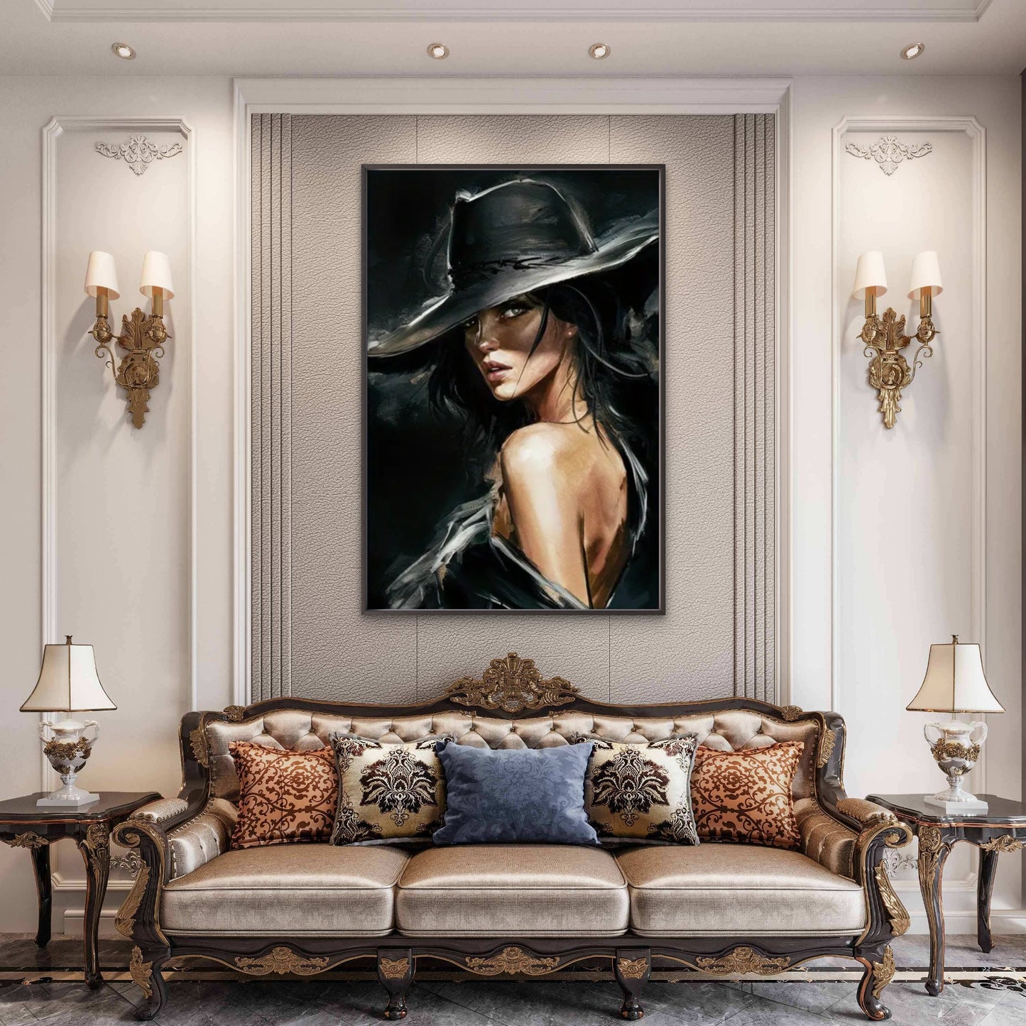 Stylish Woman in Black Hat Painting Fashion Home Decor Premium Quality Poster Print Choose Your Sizes